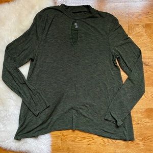 SOLD - AE Soft & Sexy Green Striped Keyhole T-shirt